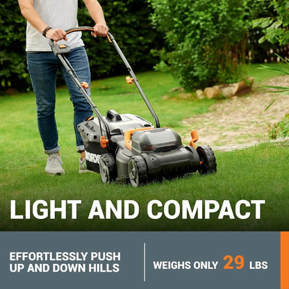 Worx WG 779 40V 14" Cordless 2-in-1 Battery Lawn Mower with 6-Position Height Adjustment – 2 Batteries & Charger Included