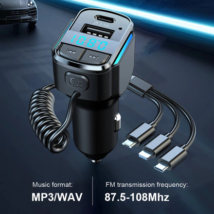 15.5W Car Quick Charger for iPhone, Samsung Bluetooth FM Transmitter