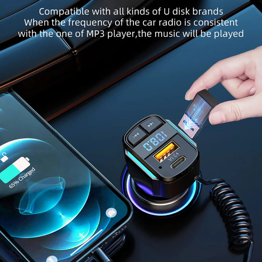 15.5W Car Quick Charger for iPhone, Samsung Bluetooth FM Transmitter