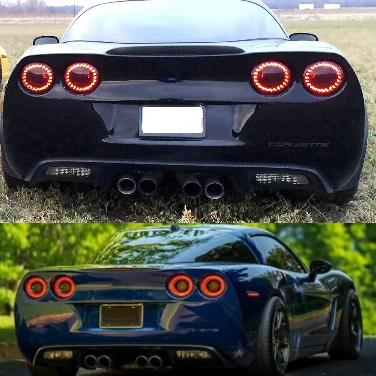 2005-2013 Chevy Corvette Smoked Black Lens LED Tail Brake Lights