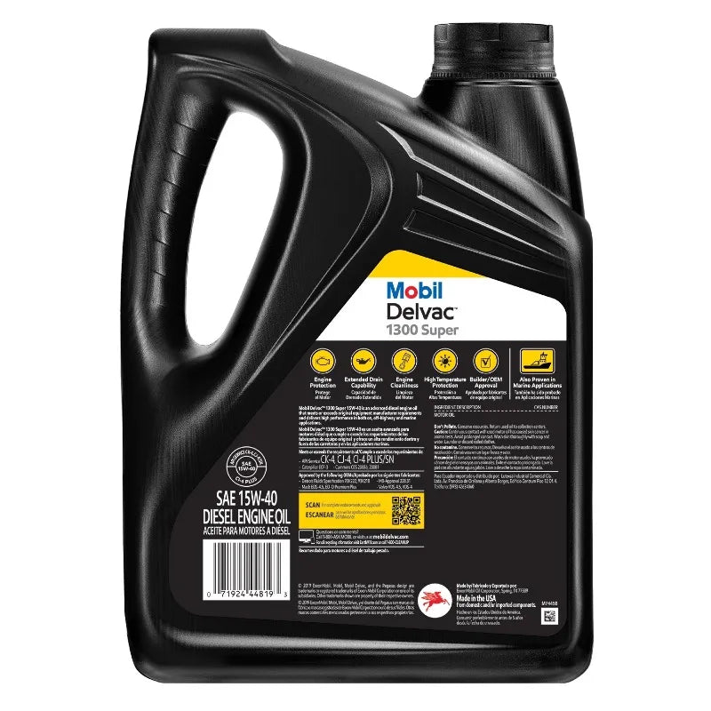 Delvac 1300 Super Heavy Duty Synthetic Blend Diesel Engine Oil 15W-40, 1 Gal (4 pack)