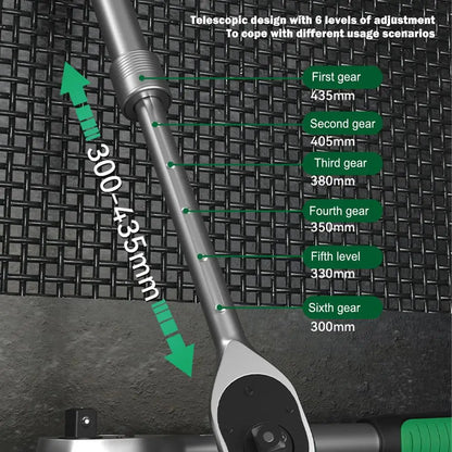 72-Tooth Extendable Telescopic Reversible Ratchet Wrench