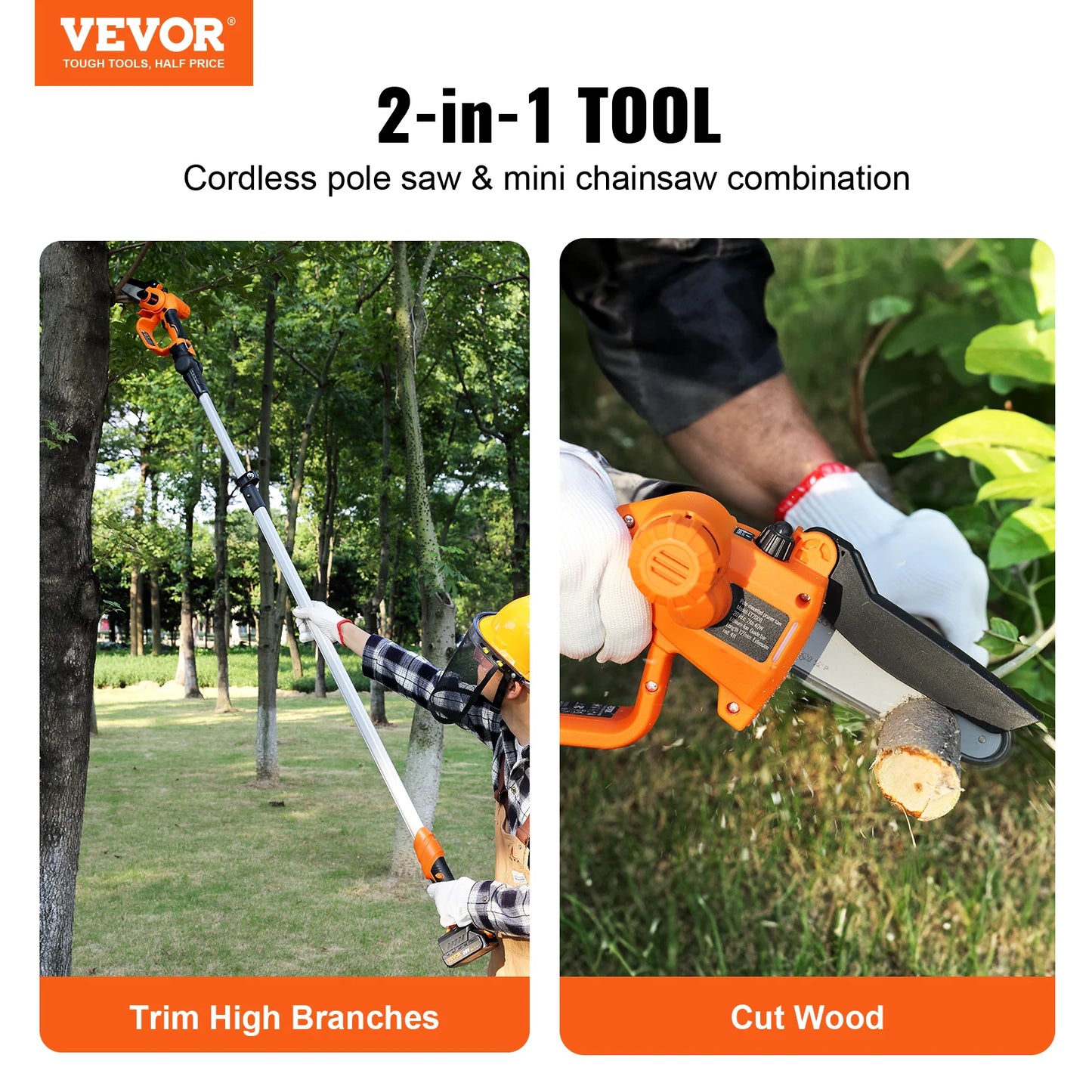 2-in-1 Cordless 8ft Pole Saw