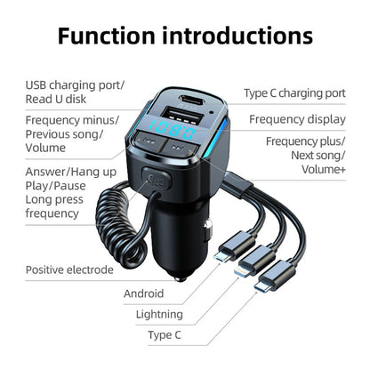 15.5W Car Quick Charger for iPhone, Samsung Bluetooth FM Transmitter