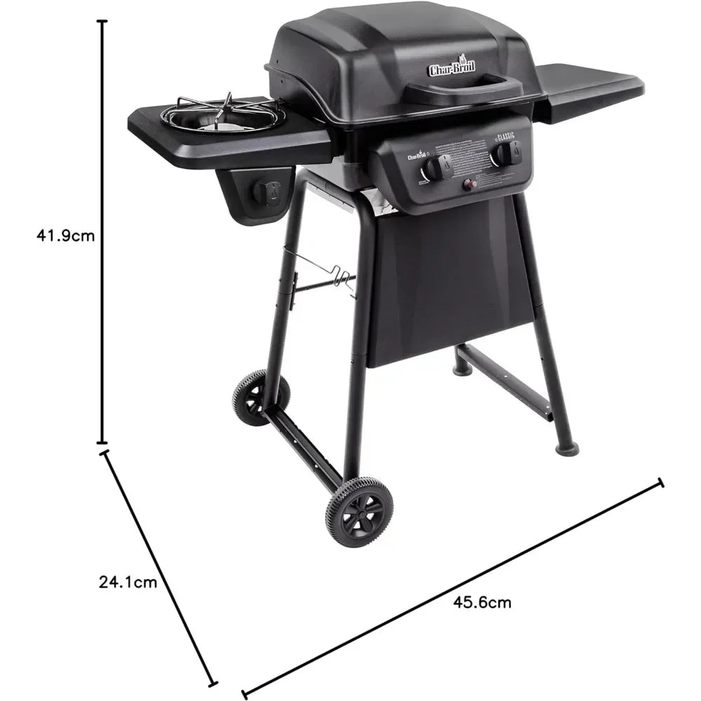 Char-Broil Classic 280 2-Burner Liquid Propane Gas Grill & Basic Grill Cover & Nylon Bristle Grill Brush with Cool Clean Technology, One Size