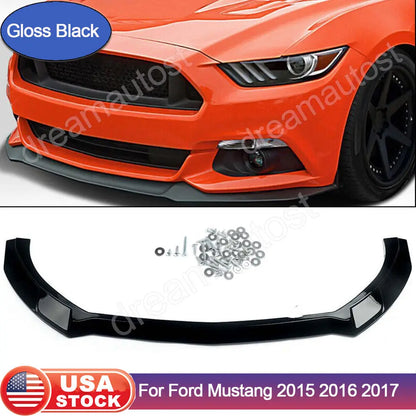 2015 2016 2017 Ford Mustang Coupe Front Bumper Lip Spoiler Splitter Gloss Black