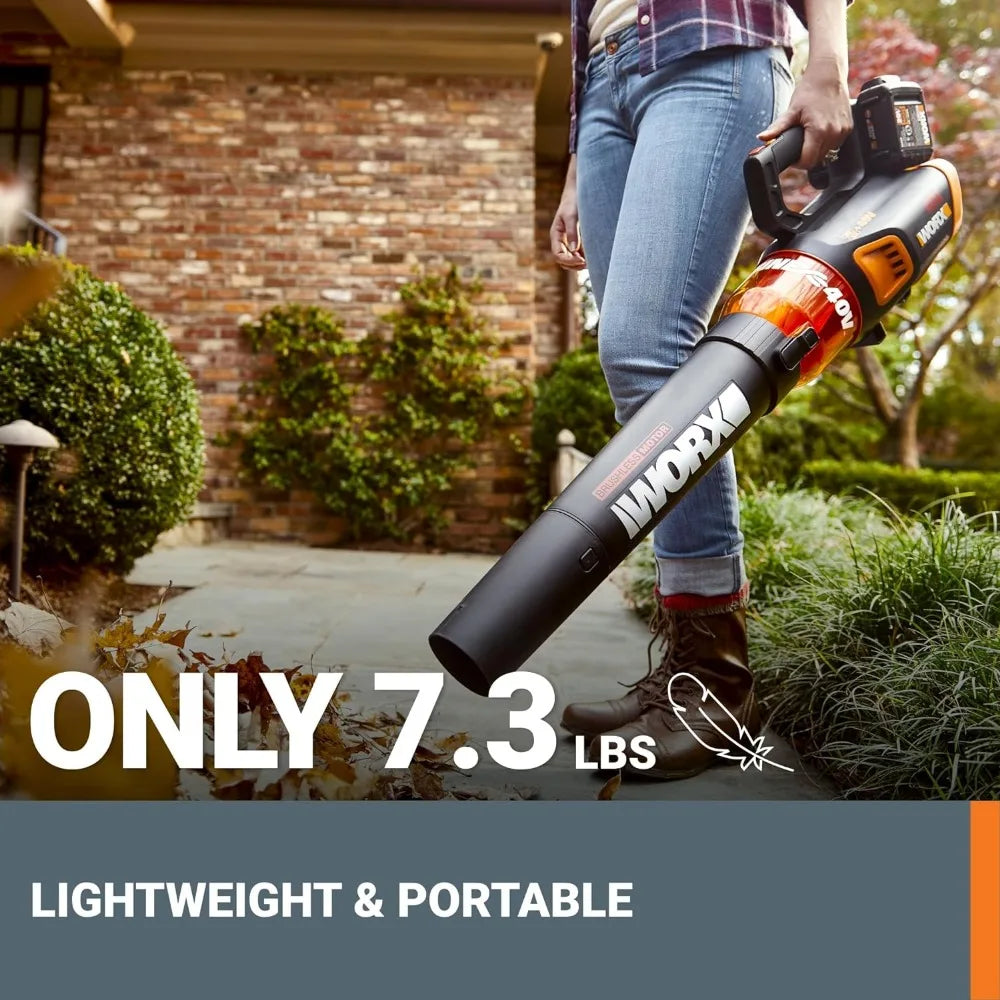 Worx 40V Turbine Leaf Brushless Cordless Blower with Battery and Charger