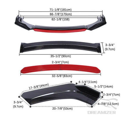 4pcs Car Front Bumper Lip Kit Spoiler Splitter Diffuser Carbon Fiber Canard