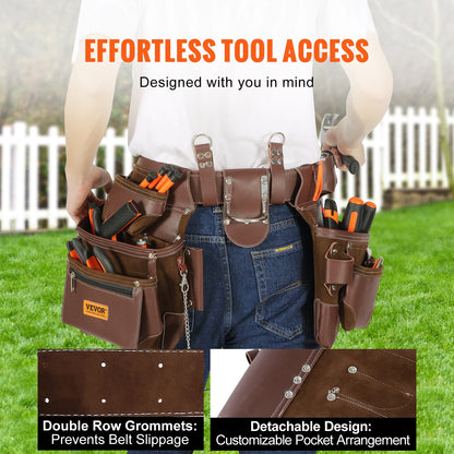 Multi Pockets Adjustable Size Heavy Duty Detachable Tool Pouch Bag