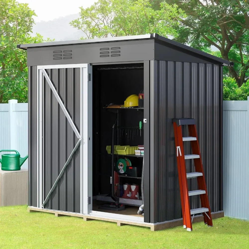 Heavy Duty Metal Storage Shed with Lockable Door & Air Vent