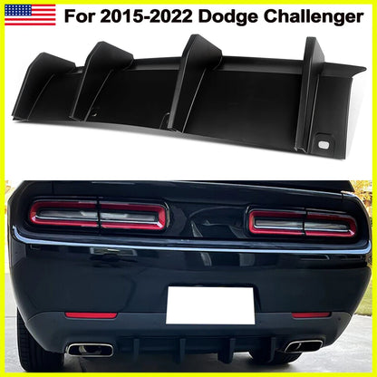 2015-2022 Dodge Challenger MATTE BLACK Rear Bumper Lip Diffuser Spoiler Shark Fins