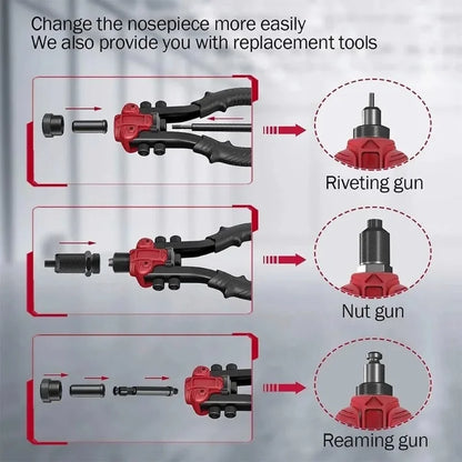 3 in 1 Rivet Gun Kit Rivnut Thread Setting Tool Nut Setter Nut Sert Metric M3-M10 Hand Riveter Gun Manual Riveting Tool with Box