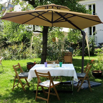 Sunnyglade 11FT Double Top Cantilever Patio Umbrella Deluxe Offset Umbrella 360° Rotation & Integrated Tilting System