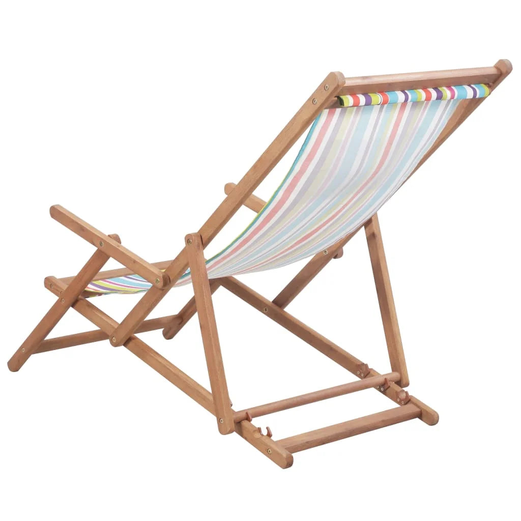 Outdoor Folding Lounge Chair Decor Fabric and Wooden Frame