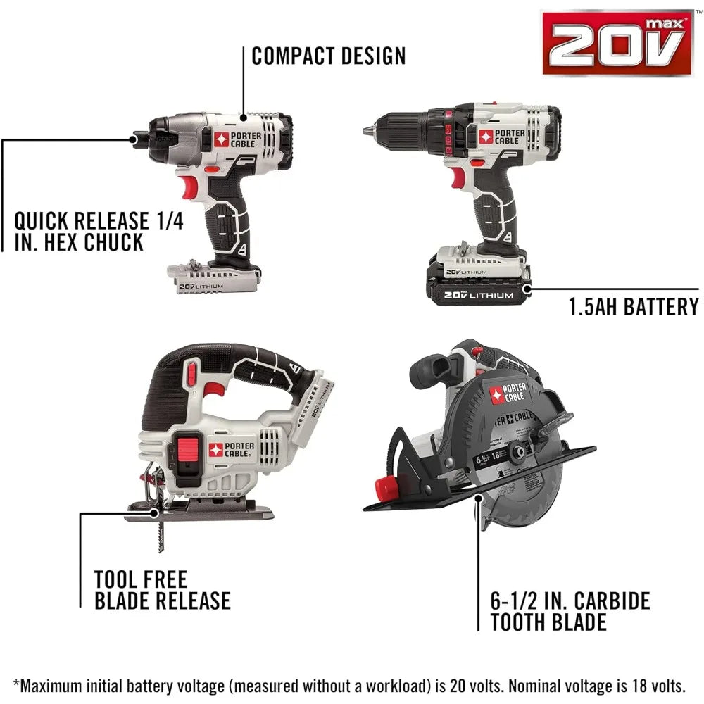 Porter-Cable PCCK6118 20V MAX* Lithium Ion 8-Tool Combo Kit