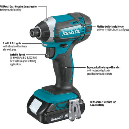 Makita CT225SYX 18V LXT® Lithium-Ion Compact Cordless 2-Pc. Combo Kit (1.5Ah)