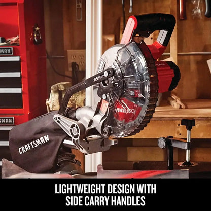 CRAFTSMAN V20 Cordless Sliding Miter Saw, 7-1/4 inch, Single Bevel, Battery and Charger Included (CMCS714M1)