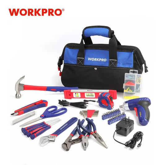 WORKPRO 125 Pc. Tools Set with 3.6V Rechargeable Screwdriver and Tool Bag