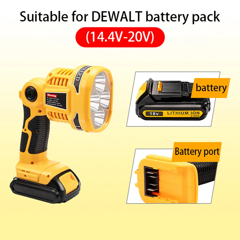 Cordless LED Torch Work Light  for Dewalt DCL040N 18V Battery (battery not included)