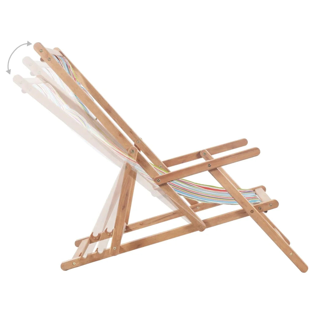 Outdoor Folding Lounge Chair Decor Fabric and Wooden Frame