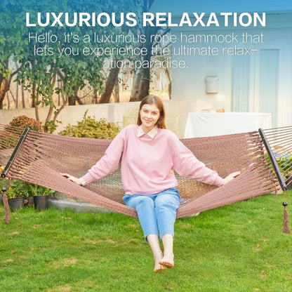 Hammocks Luxurious Rope 2 Person, Heavy Duty Max 600 Lbs Capacity