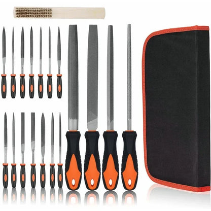 19Pcs Metal File Drop Forged Alloy Steel Flat/Triple-Driven/Half-Round/Round Metal Wood Work Polishing File Kit