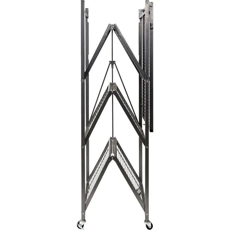 4 Tier Oragami Multipurpose Folding Storage Rack with Lockable Wheels