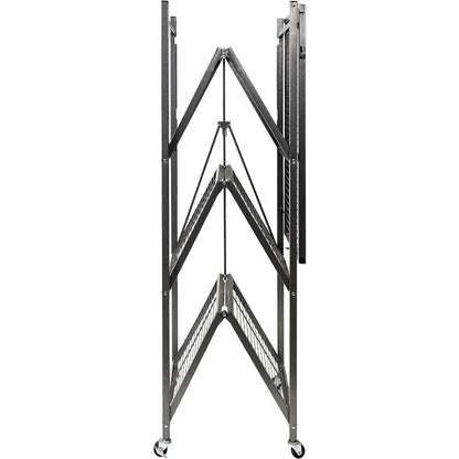 4 Tier Oragami Multipurpose Folding Storage Rack with Lockable Wheels