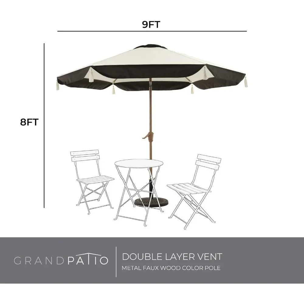 Grand Patio Fringe, Outdoor Tassel Umbrella with Push-Button Tilt 9FT