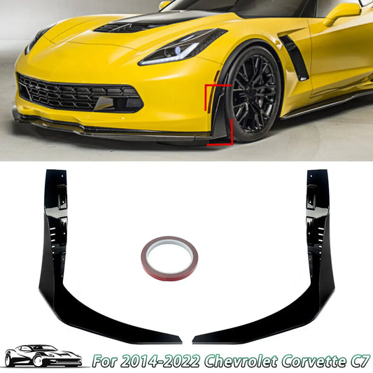 2014-2019 Chevy Corvette C7 Z06 Stage 3 Glossy Black Front Splitter Winglet Extension