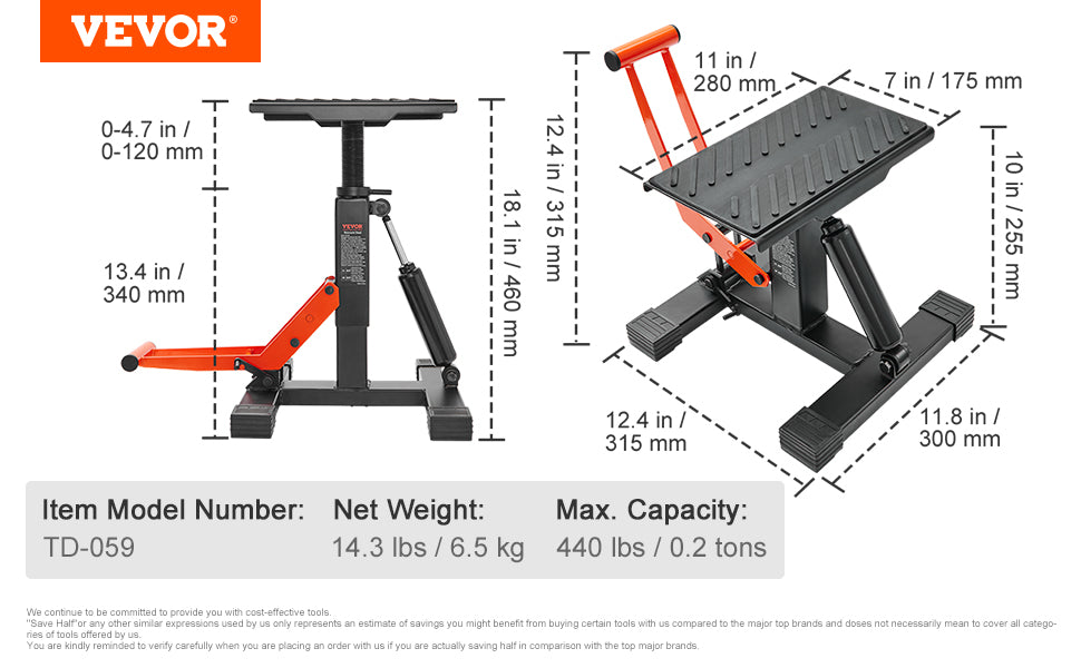 Dirt Bike Jack Lift Stand 440 lbs